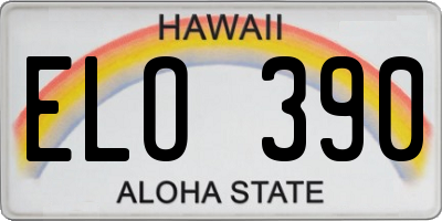 HI license plate ELO390