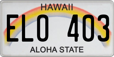 HI license plate ELO403