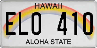 HI license plate ELO410