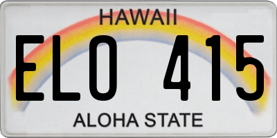 HI license plate ELO415