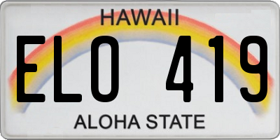 HI license plate ELO419