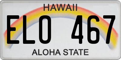 HI license plate ELO467