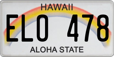 HI license plate ELO478