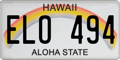 HI license plate ELO494