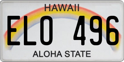 HI license plate ELO496