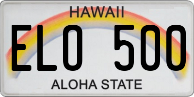 HI license plate ELO500