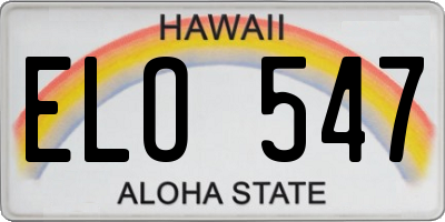 HI license plate ELO547
