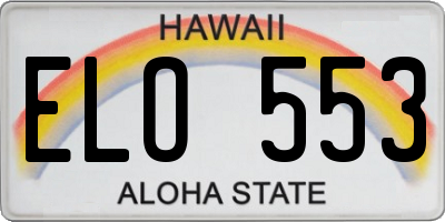 HI license plate ELO553