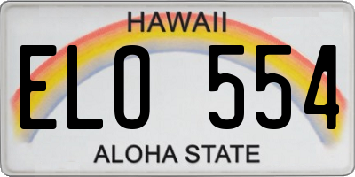 HI license plate ELO554