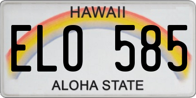 HI license plate ELO585