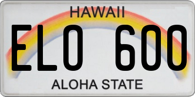 HI license plate ELO600
