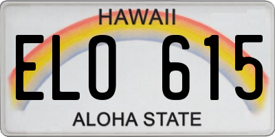 HI license plate ELO615