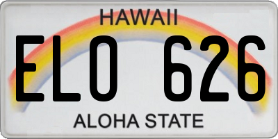 HI license plate ELO626