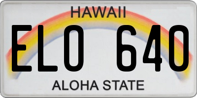 HI license plate ELO640