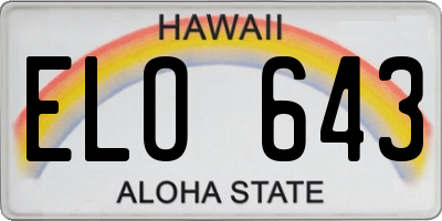 HI license plate ELO643