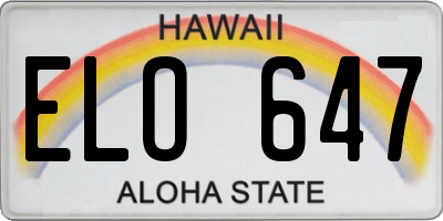 HI license plate ELO647