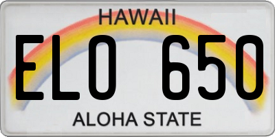 HI license plate ELO650