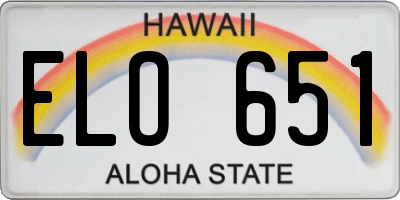 HI license plate ELO651