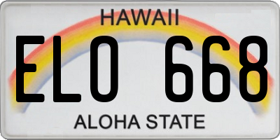 HI license plate ELO668