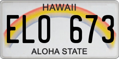 HI license plate ELO673