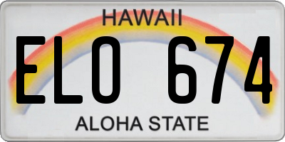 HI license plate ELO674