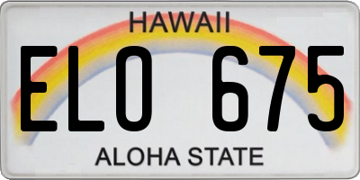 HI license plate ELO675