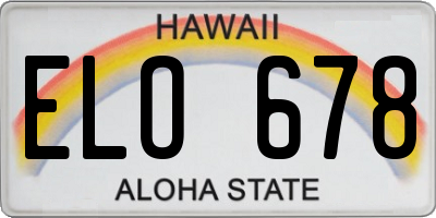 HI license plate ELO678