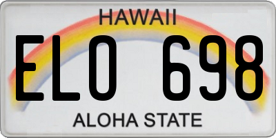 HI license plate ELO698