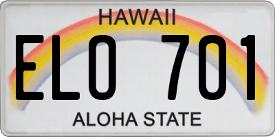 HI license plate ELO701