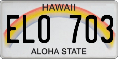 HI license plate ELO703