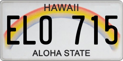 HI license plate ELO715