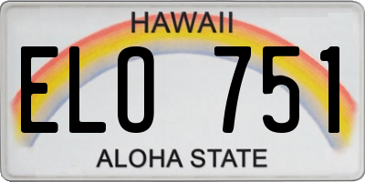 HI license plate ELO751
