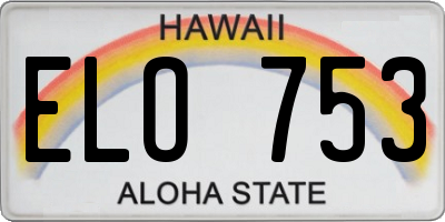 HI license plate ELO753