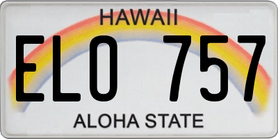 HI license plate ELO757