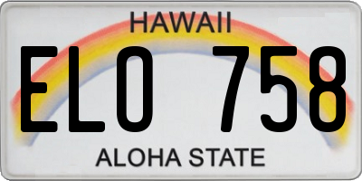 HI license plate ELO758