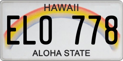 HI license plate ELO778