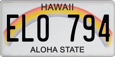 HI license plate ELO794
