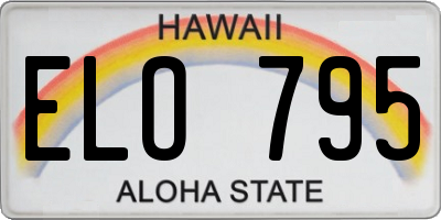 HI license plate ELO795