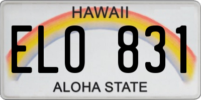HI license plate ELO831