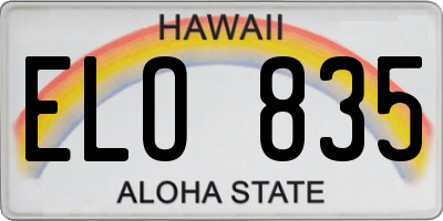 HI license plate ELO835