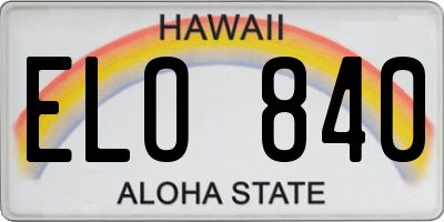 HI license plate ELO840