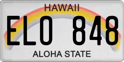 HI license plate ELO848