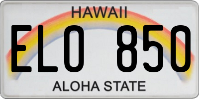 HI license plate ELO850