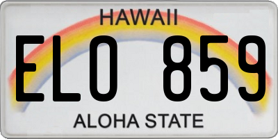 HI license plate ELO859