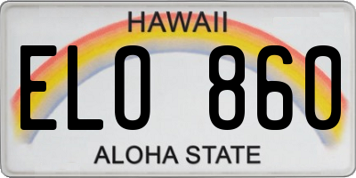 HI license plate ELO860