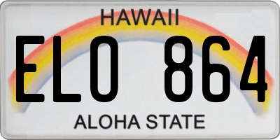HI license plate ELO864
