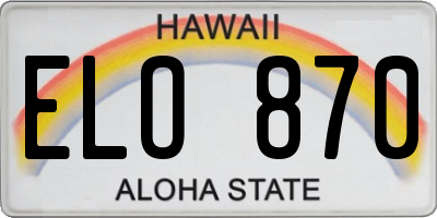 HI license plate ELO870