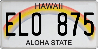 HI license plate ELO875