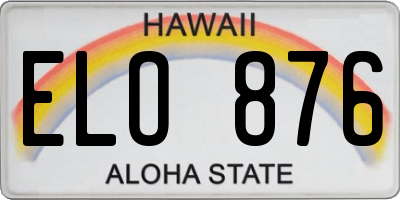 HI license plate ELO876