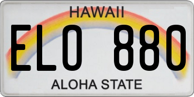 HI license plate ELO880